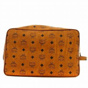 MCM ロゴグラム レザー セカンドバッグ クラッチバッグ 茶 ブラウン /G