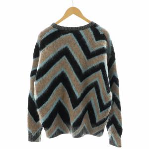 PAUL SMITH ニット セーター 長袖 モヘヤ混 M ベージュ 青 黒 PF-NR-87183 /AN30