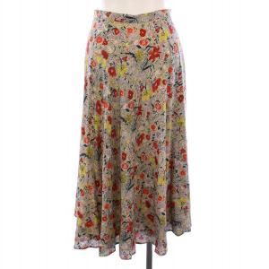 タグ付き フレアスカート ロング シルク 花柄 5 マルチカラー /DK