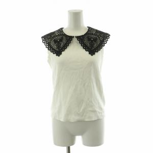 刺繍衿ニットノースリーブトップ カットソー 36 ホワイト 0321243095 /NQ