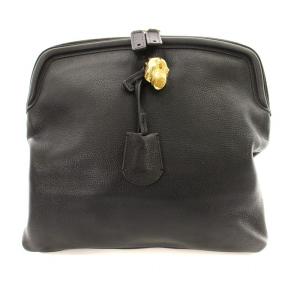 クラッチバッグ レザー スカル ブラック