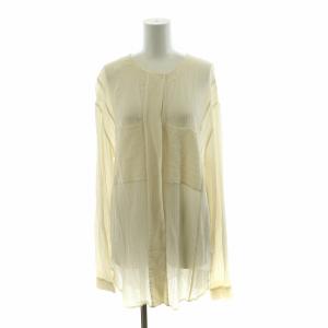 シャツ ブラウス 長袖 絹 シルク100％ S アイボリー 01-8108224-150-902