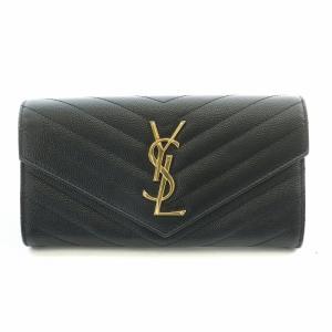 美品 イヴ・サンローラン 二つ折り財布 MRT352906Y ブラック 黒 Yves Saint Laurent 二つ折り財布 ブラック 美品 YVES SAINT