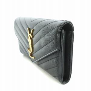 YVES SAINT LAURENT カサンドラ マトラッセラージフラップウォレット ブラック 372264
