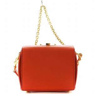 McQ Alexander McQueen ボックスバッグ ショルダーバッグ ハンドバッグ 2way チェーン レザー オレンジ /AN6