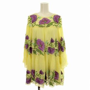 Diagram GRACE CONTINENTAL 22SS 刺繍ギャザートップ 01221-41011 シアー ブラウス 花柄 七分袖 36 黄色 イエロー