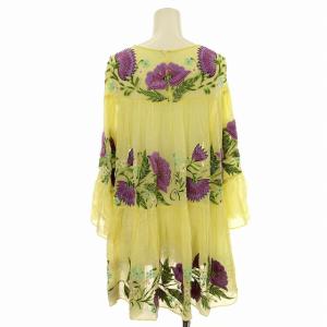 Diagram GRACE CONTINENTAL 22SS 刺繍ギャザートップ 01221-41011 シアー ブラウス 花柄 七分袖 36 黄色 イエロー