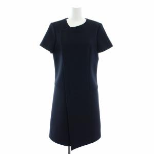 2016年製 ワンピース ひざ丈 半袖 バックジップ 38 紺 ネイビー 436609 /YT