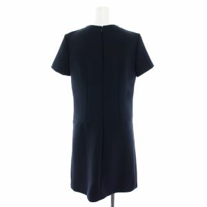 BALENCIAGA 2016年製 ワンピース ひざ丈 半袖 バックジップ 38 紺 ネイビー 436609 /YT