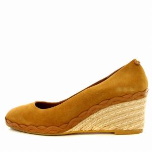 Salvatore Ferragamo ウェッジソール パンプス スエード 8.5 ベージュ 茶 /G