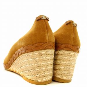 Salvatore Ferragamo ウェッジソール パンプス スエード 8.5 ベージュ 茶 /G