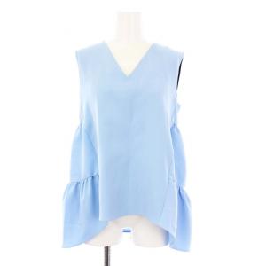 バックティアードブラウス カットソー ノースリーブ プルオーバー 36 ブルー YCB-619-123