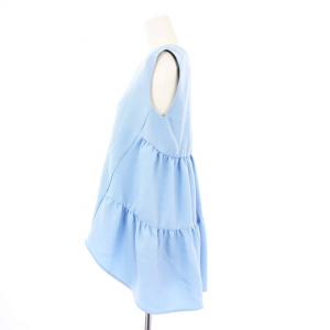 YOKO CHAN YOKOCHAN バックティアードブラウス カットソー ノースリーブ プルオーバー 36 ブルー YCB-619-123