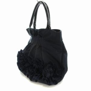 M'S GRACY ハンドバッグ トートバッグ ギャザー 花 フラワーモチーフ 紺 ネイビー