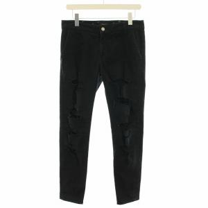 15AW NO BORDER期 チノストレッチパンツ ジップフライ ダメージ加工 2 黒 ブラック UCP4506