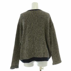 Pal'las Palace ニット セーター 長袖 クルーネック ストライプ柄 0 黒 ブラック ベージュ /BB