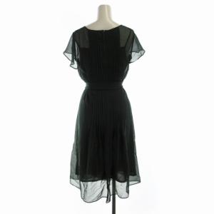 SYBILLA ワンピース ひざ丈 シアー シースルー プリーツ インナーキャミ付き ベルト付き 半袖 M 緑 グリーン GBEIV-25390