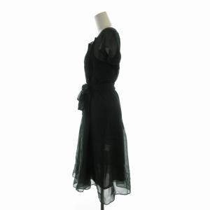 SYBILLA ワンピース ひざ丈 シアー シースルー プリーツ インナーキャミ付き ベルト付き 半袖 M 緑 グリーン GBEIV-25390