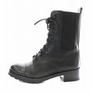 サイドゴアブーツ ショートブーツ レースアップ レザー 6M 黒 ブラック /AN15