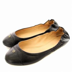 バレエシューズ レザー フラットシューズ 6.5 黒 ブラック /G