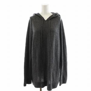 ニット カットソー ロング丈 長袖 フード カシミヤ L グレー /AN38