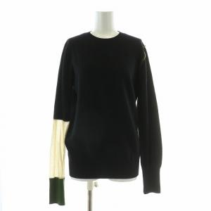 POINTカラーPULLOVER ポイントカラープルオーバー ニット 長袖 クルーネック 切替 ウール