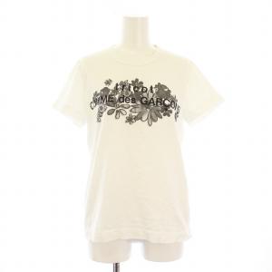 AD2020 TF-T023 Tシャツ カットソー 半袖 フラワープリント M 白 ホワイト 黒 ブラック