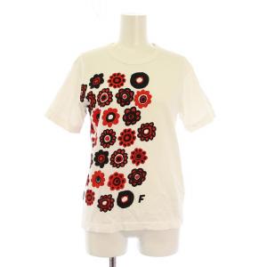 AD2014 1M-T004 Tシャツ カットソー 半袖 総柄 プリント XS 白 ホワイト 赤 レッド