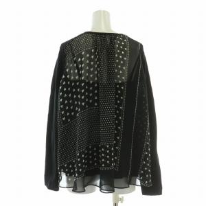 sacai luck ニット 長袖 クルーネック シアー シースルー レース切替 ハート柄 カシミヤ混 2 黒 ブラック /BB
