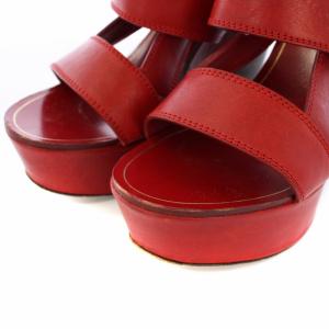 YVES SAINT LAURENT サンダル ストラップ 厚底 レザー 36 赤