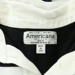 AMERICANA ラガーシャツ ポロシャツ カットソー 長袖 ボーダー ストレッチ F 黒 ブラック 白 ホワイト