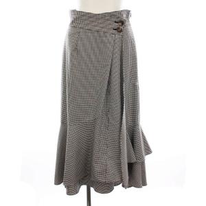 22AW Sustainaウエストデザインマーメイドスカート ロング 千鳥格子 2 黒 白 SWFS224189