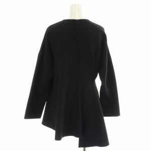 ENFOLD アシンメトリーペプラムプルオーバー カットソー 長袖 クルーネック ストレッチ 38 黒 ブラック 300DS130-0100