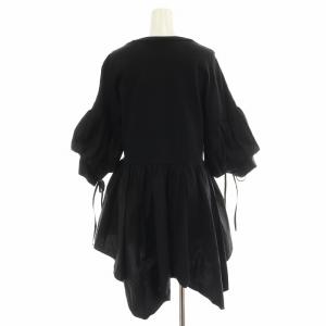 ENFOLD タイプライターレイヤーライクPULLOVER プルオーバー シャツ ブラウス 五分袖 フレア ギャザー 38 黒 ブラック