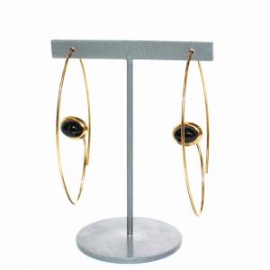 ブラックサファイア フープピアス K10 イエローゴールド