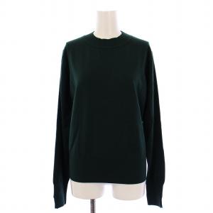タグ付き New Basic Knit TOPS ニット カットソー カシミア混 長袖 36 ダークグリーン