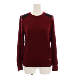 ニット セーター チェック 長袖 38 ボルドー 55N22-688-38 /YM