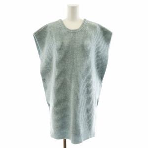 22AW ラムカシミヤ クルーネックベスト プルオーバー S 水色 ライトブルー 12022402621