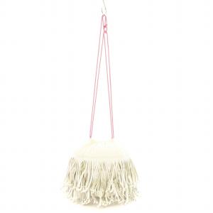 巾着バッグ ハンドバッグ フリンジ 白 /MM