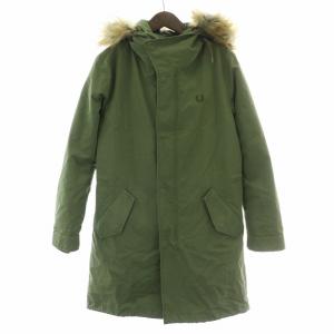モッズコート ミリタリー アウター ロング丈 フェイクファー ロゴ US4 カーキ /BB