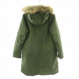 FRED PERRY モッズコート ミリタリー アウター ロング丈 フェイクファー ロゴ US4 カーキ /BB