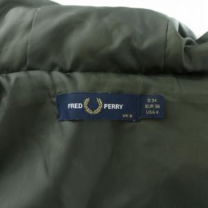 FRED PERRY モッズコート ミリタリー アウター ロング丈 フェイクファー ロゴ US4 カーキ /BB