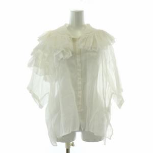 shirocon ダリアシャツドレス ブラウス フリル 半袖 アシンメトリー 38 白 ホワイト SC2221-006SM