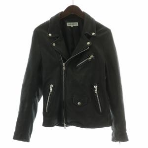 シープレザーダブルライダースジャケット 羊革 革ジャン アウター ジップアップ S 黒 ブラック VJJ3067