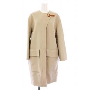 22SS アイレットクラスプ ノーカラーコート カシミヤ 38 ベージュ 26-7103
