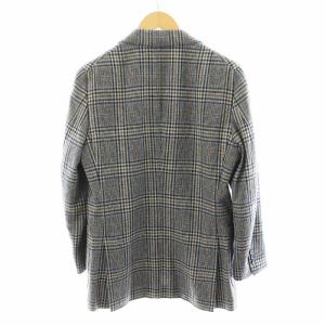 ISAIA SAILOR テーラードジャケット シングル チェック柄 ウール 46 ネイビー