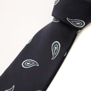 ネクタイ レギュラータイ シルク 総柄 紺