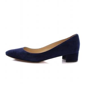 MANOLO BLAHNIK LISTONY リストニー パンプス スエード チャンキーヒール 38.5 ネイビー