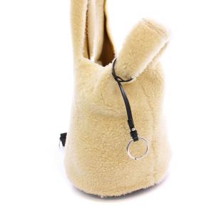JIL SANDER ムートンファーバッグ ポーチ付き ベージュ ブラック