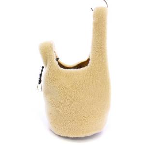 JIL SANDER ムートンファーバッグ ポーチ付き ベージュ ブラック